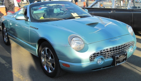 1995 Thunderbird - Ford, tires, headlights, blue, photography