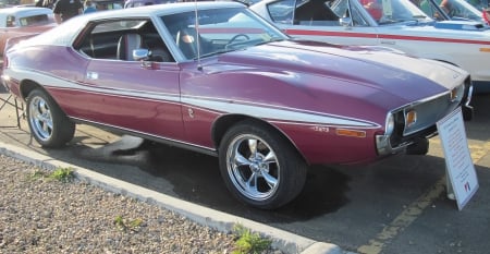 1973 AMC Javelin - white, photography, tires, cars, burgundy, black