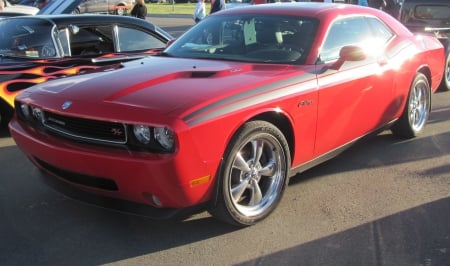 2009 Dodge Chalanger R/T Hemi - red, headlights, black, photography, dodge, tires