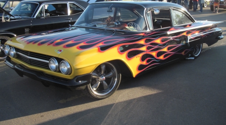 Chevrolet Impala Model 1960 year - black, Yellow, tires, headlights, photography, Chevrolet