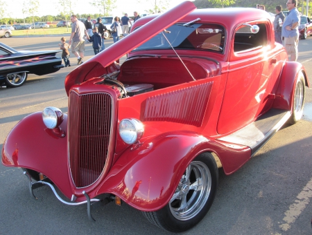 1934 Ford Coupe - grills, headlights, red, photography, tires, ford