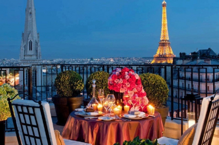 Dinner-in Paris - dinner, table for two, paris, terrace, architecture