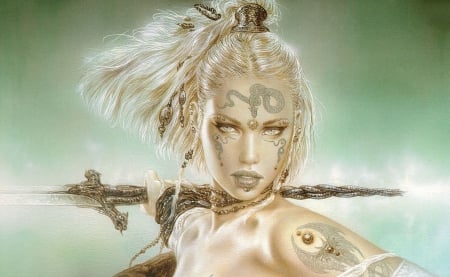 Warrior Girl - beautiful, luis royo, girl, lovely, fantasy, digital, woman, art, wallpaper