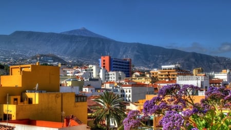 city along a mountainside in spain - flowers, city, sunny, mountains