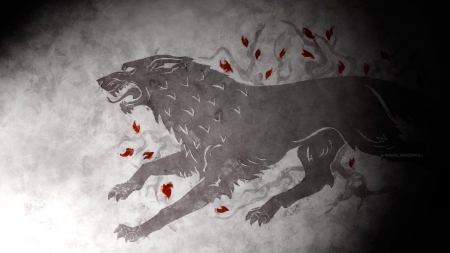 Game of Thrones - Direwolf - House Stark, fantastic, a song of ice and fire, George R R Martin, wolf, entertainment, Stark, Game of Thrones, thrones, medieval, House, tv show, essos, abstract, game, direwolf, GoT, fantasy, westeros, picture, skyphoenixx1, show, wallpaper