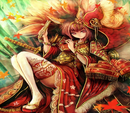 Chikurinin - oriental, katana, girl, sword, orginal, kimono, long hair, art