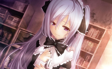 Shirayuki - tears, girl, sad, long hair, cg, white, game, cute, lolita