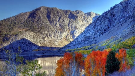 wonderful mountain lake in autumn - lake, forest, mountains, autumn