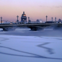 st isaacs cathedral at a frozen neva river