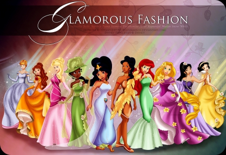 Glamorous Princesses - dresses, fantasy, disney, princesses