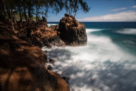 Laupahoehoe Point East Coast Big Island Hawaii - volcanic rock beach and surf - crash, beach, surf, pacific, paradise, hawaii, black, coast, rocks, polynesia, volcanic, laupahoehoe, point, sand, big island, ocean, tsunami, islands, dramatic, tropical, east, crashing, waves, island, sea