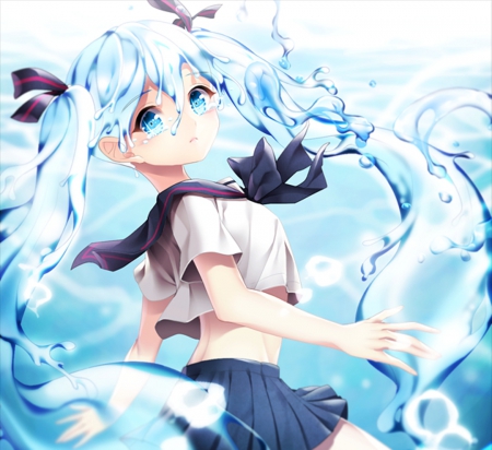 Bottle Miku - pretty, anime, vocaloid, twin tail, female, twintail, hatsune miku, hd, nice, blue eyes, twin tails, anime girl, water, twintails, hot, girl, lovely, sweet, long nhair, miku, cute, aqua hair, hatsune, sexy, vocaloids