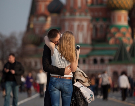 Love - woman, moscow, kiss, man