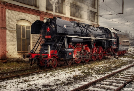 Steam Locomotive - railway, station, steamtrain, hdr