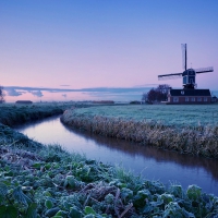 lovely windmill on a frosty morning