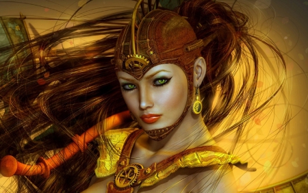 Warrior Woman - fantasy, warrior, woman, beautiful, digital, girl, art, wallpaper