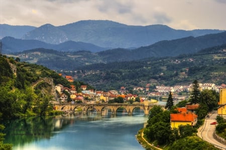 City - street, river, photo, city, hdr