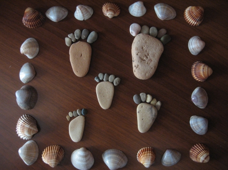 Footprints 4 - rock, photography, shell, stone, footprints, abstract