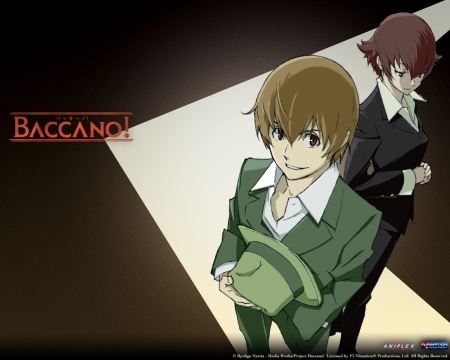 Baccano wallpaper - ennis, brown background, baccano, hat, suit, firo prochainezo