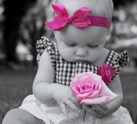 Cute little girl - cute, girl, baby, rose