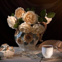 vintage roses and cup of tea