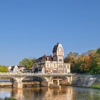 bridge over river in lovely hradec kralove in the czech republic