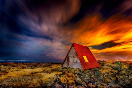 HOUSE of ICELAND - sky, houses, wallpaper, rocks, nature, iceland, clouds, architecture, house, new