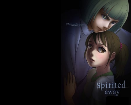 Spirited Away - pretty, anime, female, spirit away, guy, green hair, long hair, dark, boy, male, short hair, haku, hd, nice, abstract, anime girl, hot, girl, lovely, brown hair, love, sweet, black, handsome, cute, chihiro, lover, sexy, couple