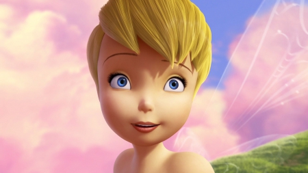 Secret of the wings (2012) - sky, movie, eyes, secret of the wings, yellow, cloud, pink, blue, disney, green, fairy, cute, tinker bell, blonde