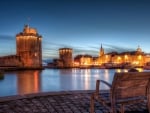 view of the entrance to la rochelle le vieux port france hdr