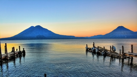 san pedro volacano in guatemala hdr - docks, straits, hdr, volcanos, mountains