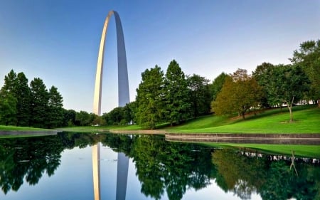 St. Louis Arch, Missouri - water, arch, reflection, usa