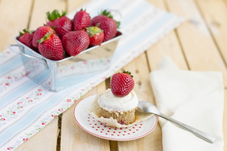 Sweet Day - strawberry, cupcake, fruits, day, photography, lovely, strawberries, beautiful, sweet, food