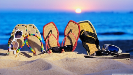 Beach Slippers - beach, sand, sea, slippers