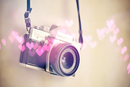 Camera - object, hearts, installation, pretty, photography, lovely