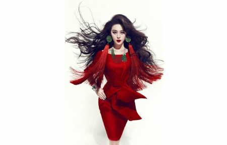 Fan Bingbing - dress, girl, beauty, fan bingbing, white, red, woman, model, brunette