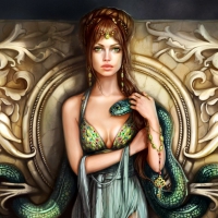 Lady and snake