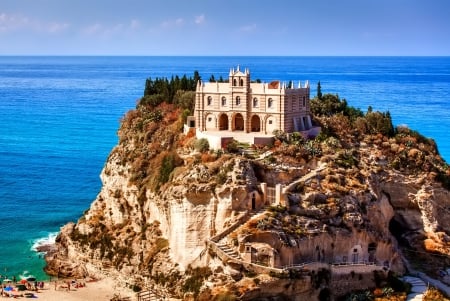 Castle - blue, castle, sea, italia, photo