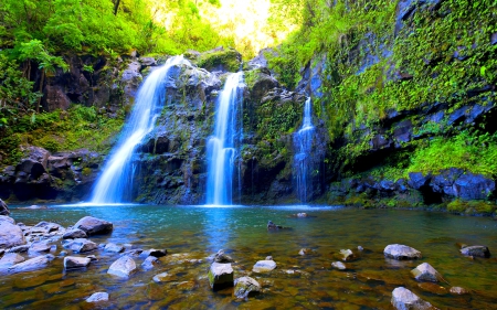 TRIPLE FALLS - triple, waterfalls, maui, hawaii, hana