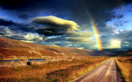 RAINBOW - road, rainbow, photo, noon