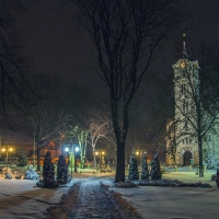 church on a wintry night