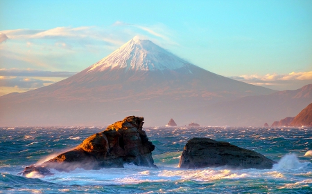 Mount Fuji, Japan - water, mountain, japan, rocks