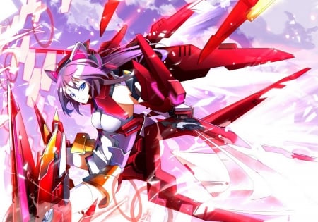 tabane's crimson IS - anime girl, is mecha, cute, long hair, purple hair