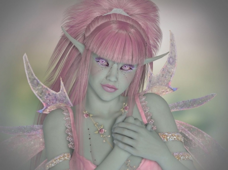 CLOSE TO MY HEART - female, hair, pink, wings, fairy