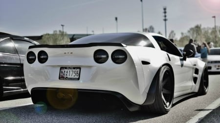 Chevrolet Corvette - white, car, Chevrolet, corvette, wheel