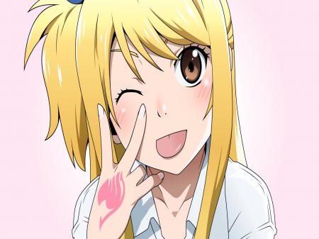 fairy cute lucy heartfilia - brown eyes, fairy tail, pretty girl, anime, lucy heartfilia, blond, cute