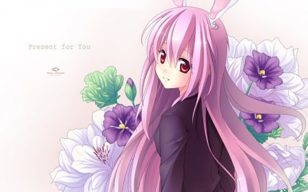 Reisen Udongein Inaba - beauty, nice, female, hot, anime girl, touhou, reisen udongein inaba, pretty, anime, cute, sexy, girl, pink hair, long hair, lovely, hd, kawaii, abstract, floral, beautiful, sweet, flower