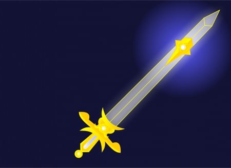 Sword of the Mystical Silver Crystal - item, anime, yellow, blue, object, dark, sailor moon, plain, hd, weapon, sparks, objects, sailormoon, realistic, beautiful, sword, simple, beauty, blade, cg, glow, black, 3d, items