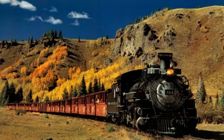 Vintage Train - steamtrain, locomotive, landscape, railroad