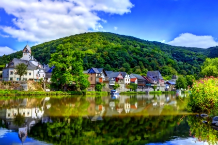 Castle - lake, blue, castle, hdr, photo